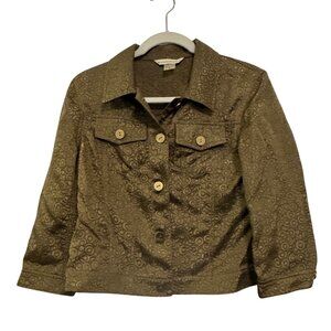 Bianca Nygard Circle Print Womens Button-Up Jacket Size 6 Brown Polyester